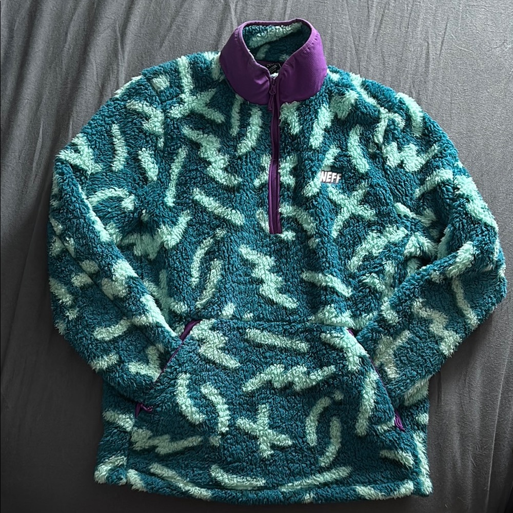 Neff Teal and Purple Fleece Pullover